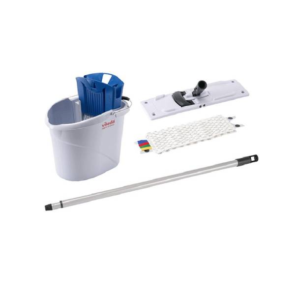 Galeata UltraSpeed Mini Starter Kit, Vileda Professional, cu storcator pentru mop plat 34 cm, culoare albastru